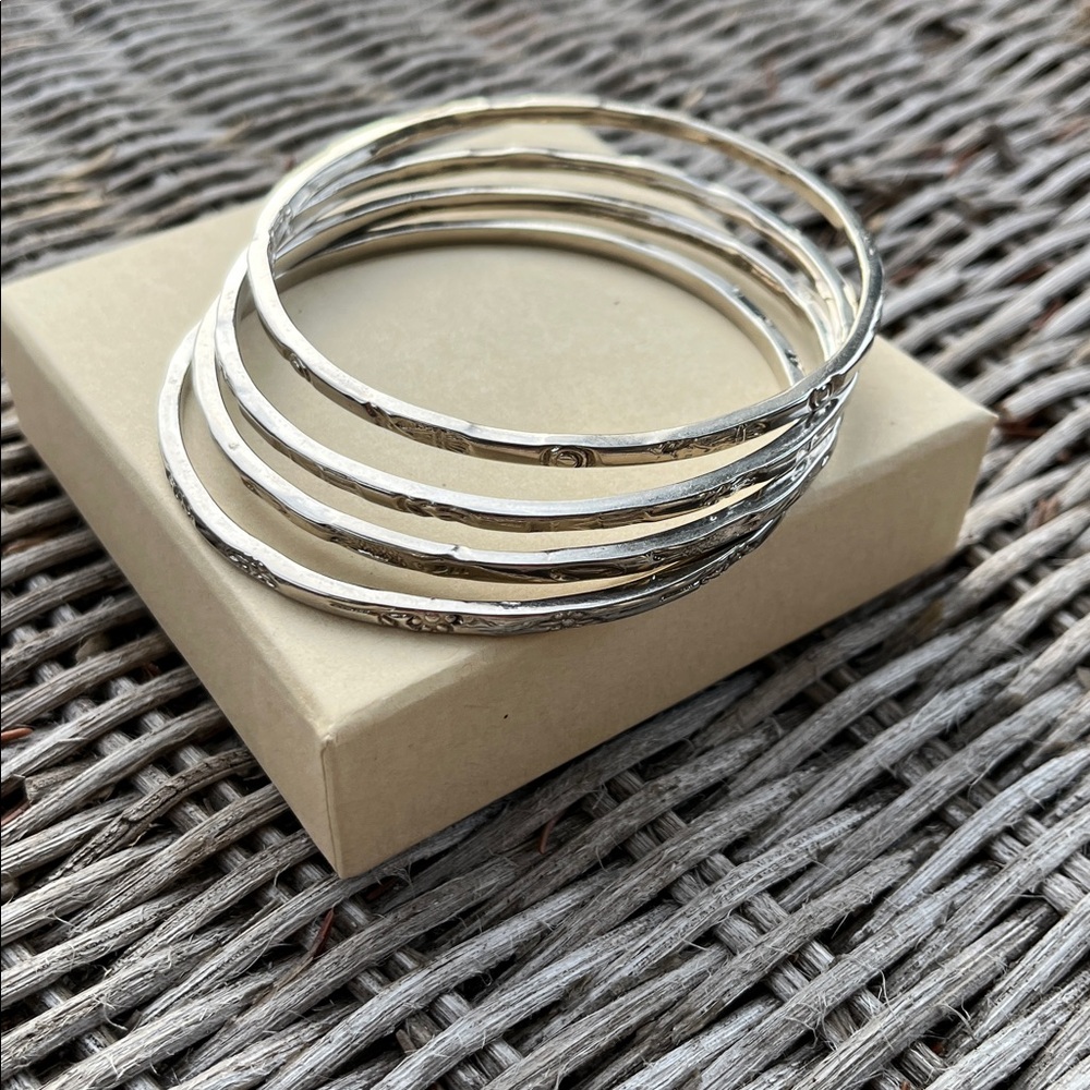 sterling silver bangle set of 4 - Picture 2 of 7